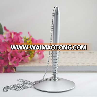 DC-T2 desk pen with chain cheap spring desk stand pen holder in stock